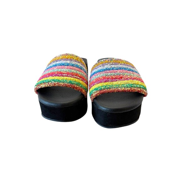 Jessica Simpson Trivia Rainbow Sparkle Glitter Platform Sandals Women’s Sz 6 - Picture 2 of 9